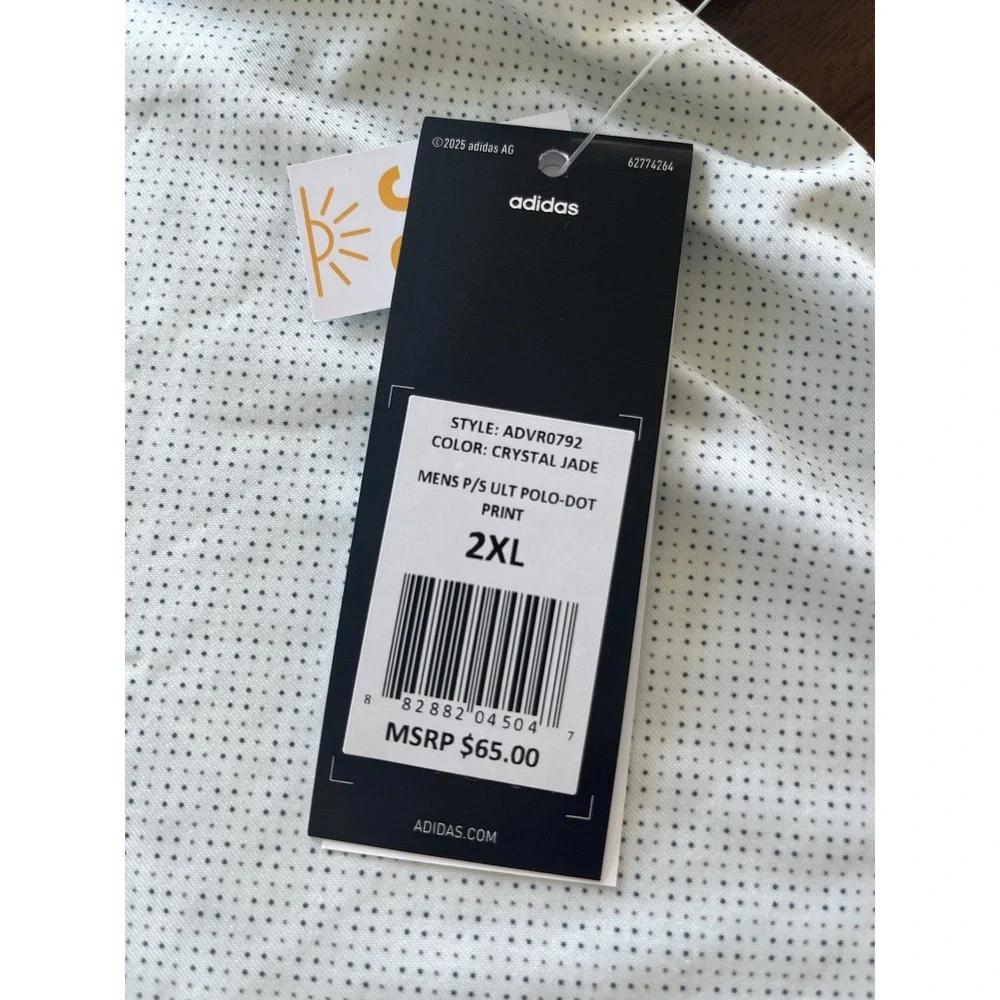 ADIDAS Men's Golf Polo Crystal Jade Shirt SIZE: XXL 2XL NWT MSRP $65